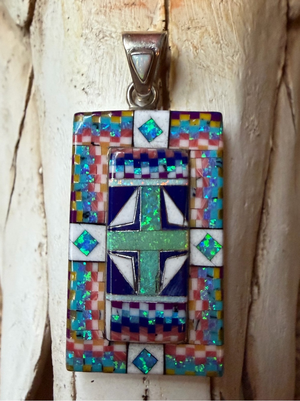 Handmade Multicolor Inlay Pendant Necklace - Women Jewelry